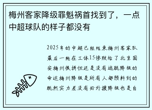 梅州客家降级罪魁祸首找到了，一点中超球队的样子都没有